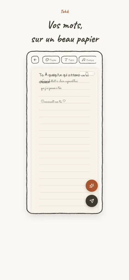 Écran d'écriture : une lettre écrite à la main sur le papier