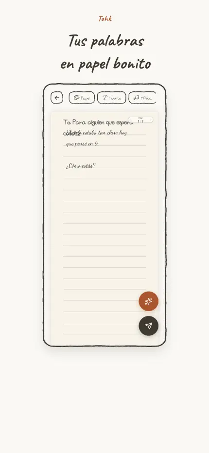 Pantalla de escritura: una carta escrita a mano sobre el papel