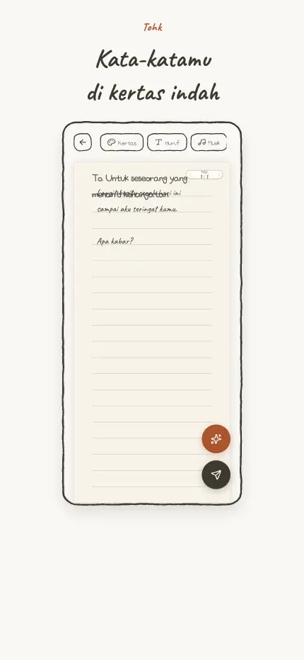 Layar menulis: sepucuk surat sedang ditulis tangan di atas kertas